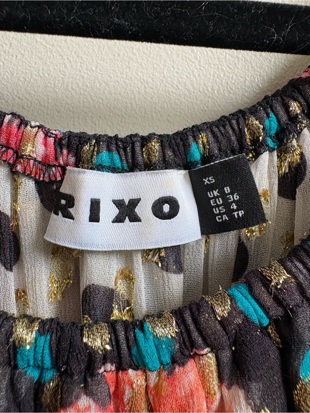 RIXO Multi-Color Mixed Print Off-Shoulder Tunic - Picture 3 of 5